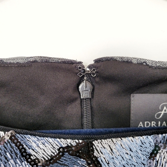 Adrianna Papell Sleeveless Black & Blue Sequin Embroidered Mermaid Dress Size 6 - Picture 9 of 11